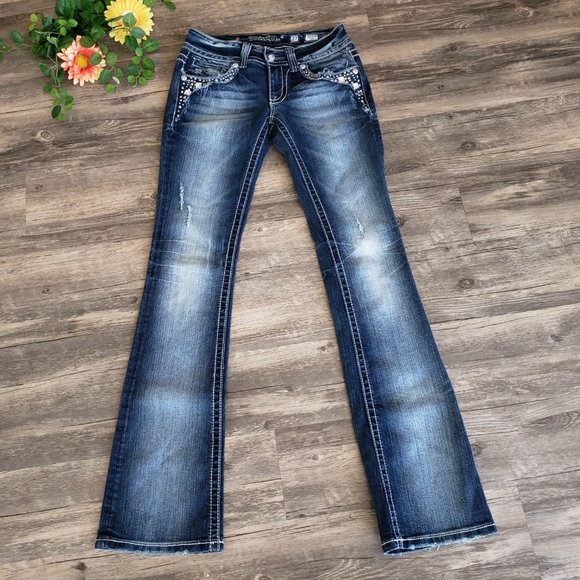 Miss Me | Square Rhinestone Bootcut Jeans - Picture 2 of 7